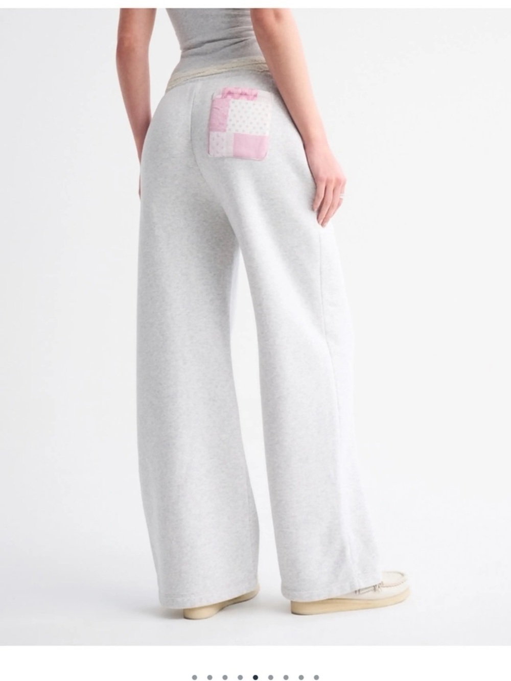 Abercrombie&Fitch pink patchwork wide leg drawstring grey sweatpants size XS